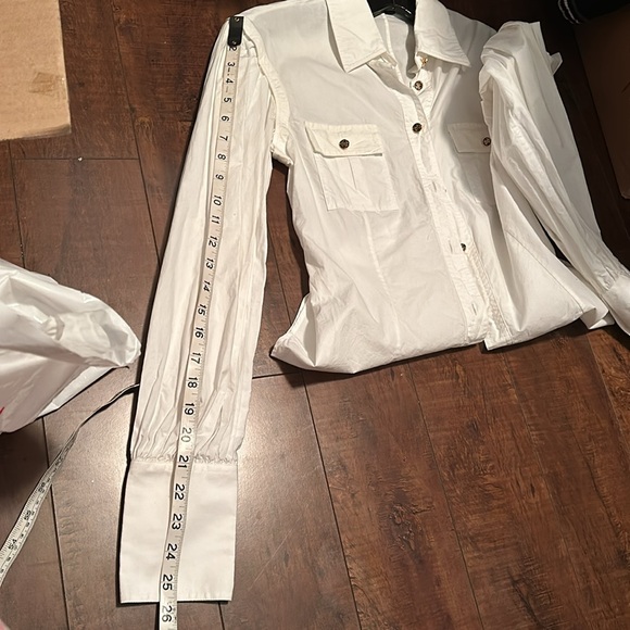 Roberto Cavalli White Button Down Long Sleeve collar Shirt size XS - Picture 10 of 10
